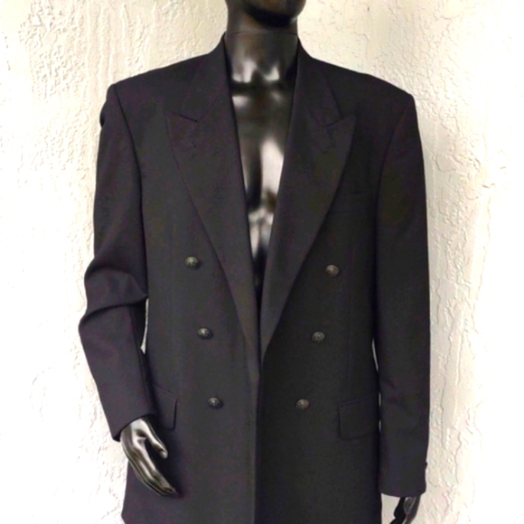 LANA MODA MEN'S PURE ITALIAN WOOL DOUBLE BREASTED LUXURY BLAZER - Picture 13 of 17